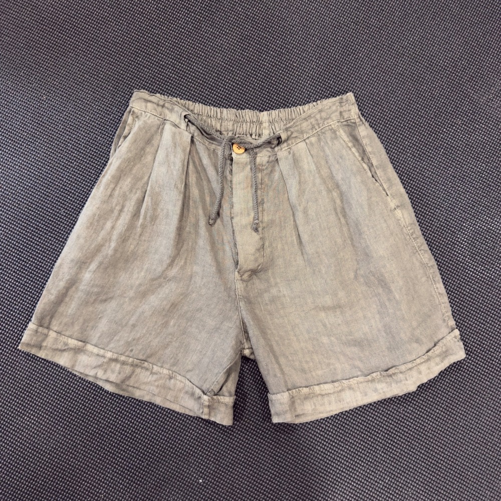 Women's Linen Blend Drawstring Shorts - Light Gray